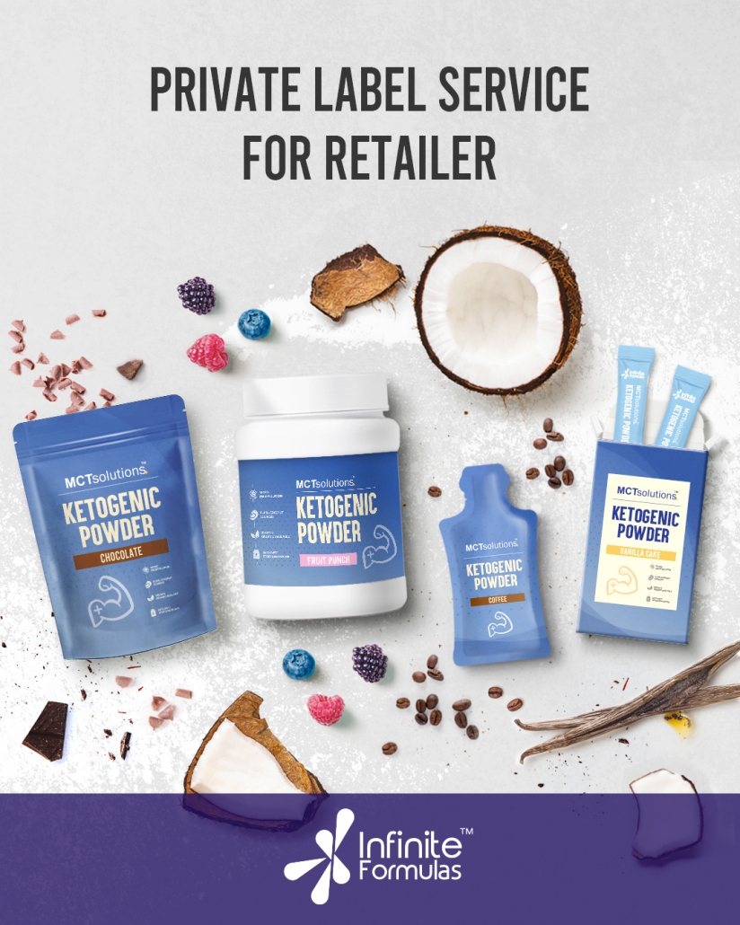 private label service for MCT Oil product in powder and liquid